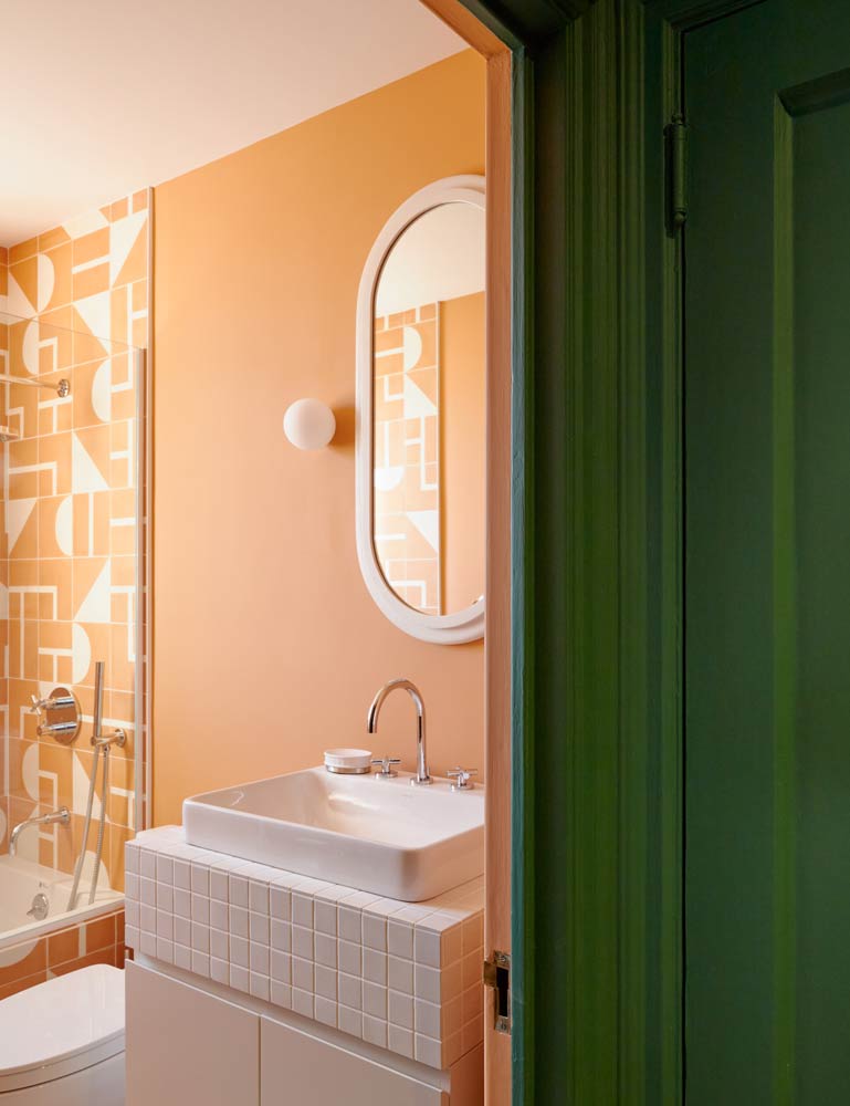eclectic colorful bathroom in upper east side apartment renovation